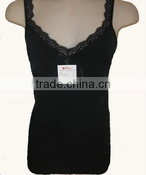 cheap black women vest with lace (HB84)