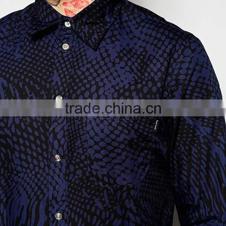 Tailored Fit Shirt 100% Cotton Shirt with All Over Print
