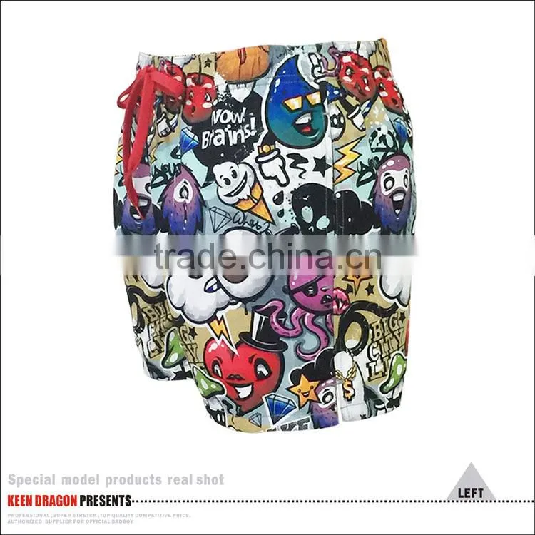 Full sublimated print swimwear with mesh lining cartoon style mens swim shorts