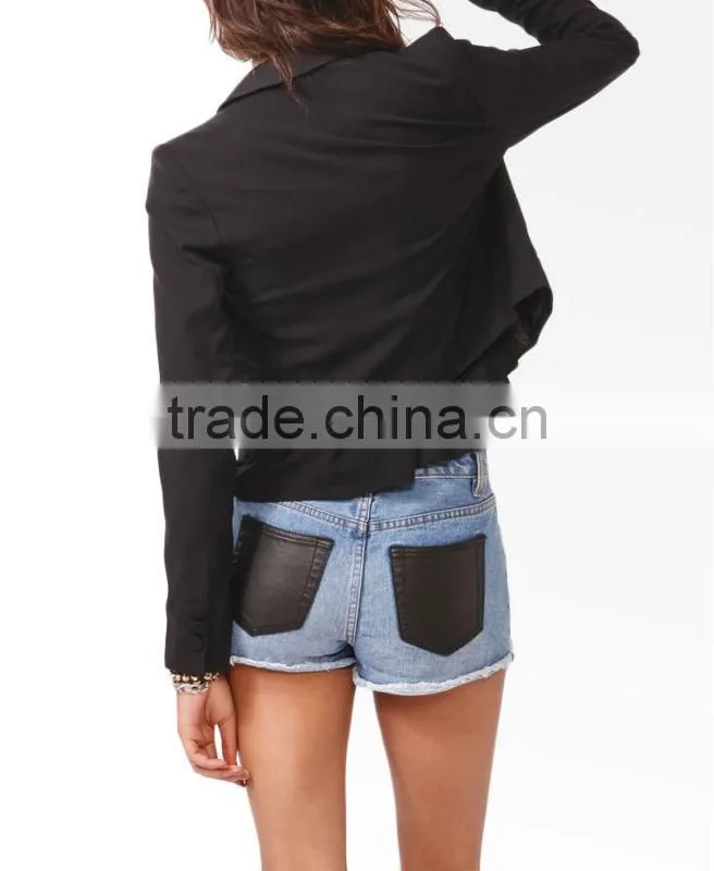 Satin Trim Cropped Blazer