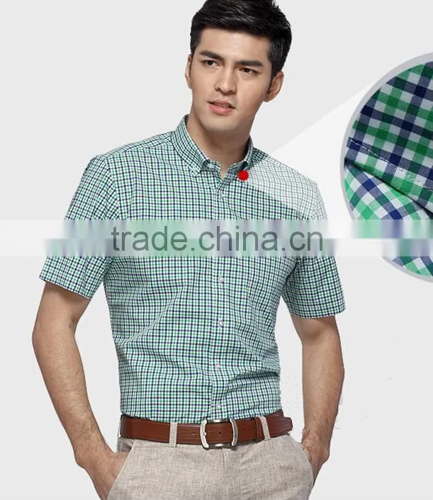 OEM/ODM 2016 latest design summer cotton short sleeve plaids men shirt