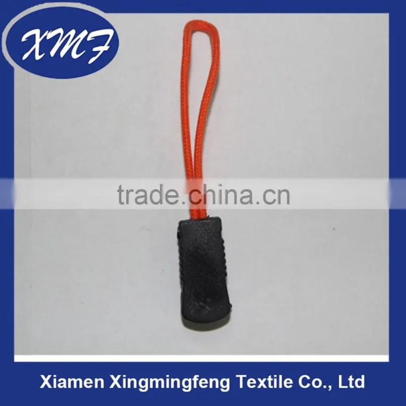 plastic zipper puller with nylon red string