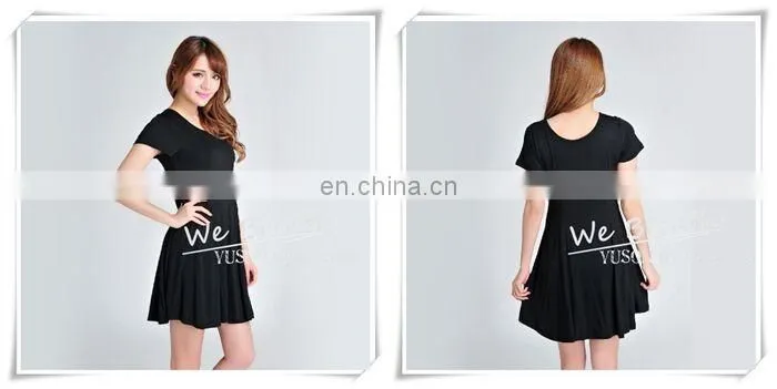 Summer Dress Bamboo Fiber Rayon Pleated O Neck Short Sleeves