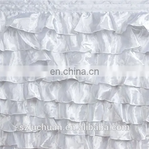 New Fancy Rectangle Wedding White Steps in Table Skirting