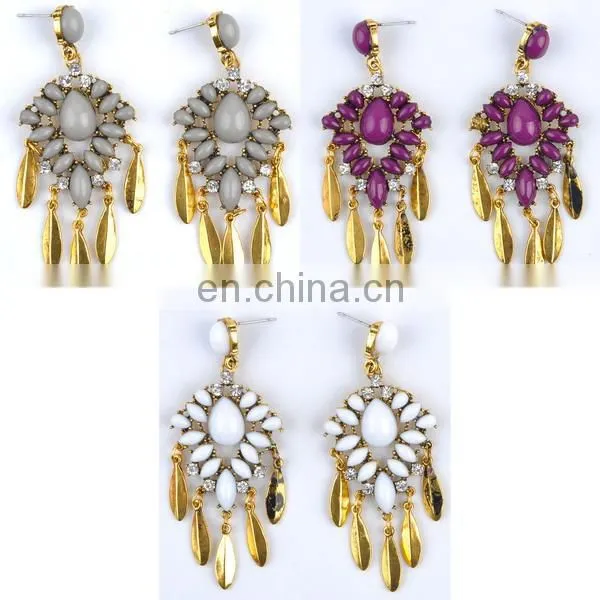 Bijuterias Atacado Cristal Brinco Fashion Emerald Clear Stone Earrings