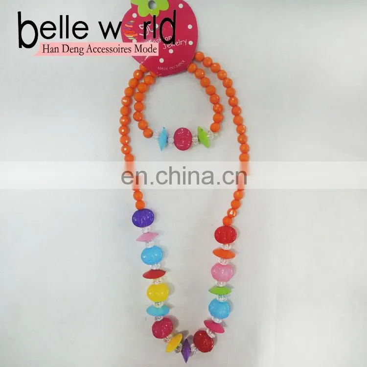 Plastic bead kids bracelet and necklace Sets
