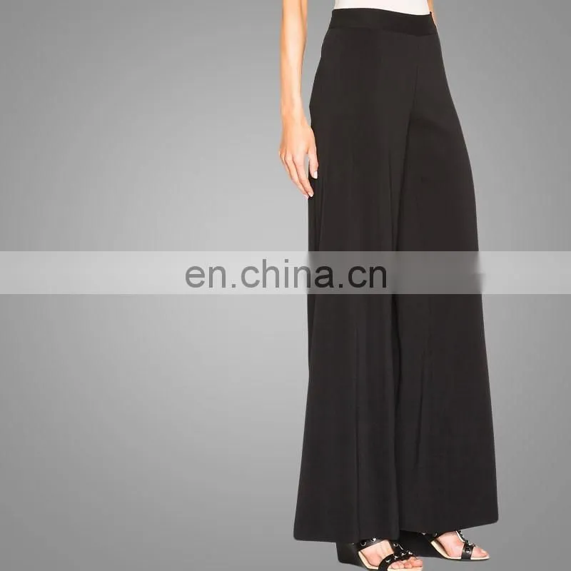 New Latest Muslim Design High Waist Pants Palazzo Trousers Wide Leg Pants Plus Size Black Trousers Feet Trousers Ankle Length