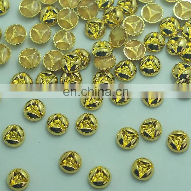 flower hot fix copper metal studs metal glue on diamonds