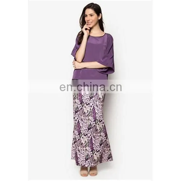 High quality fancy baju kurung latest design 3/4 kimono sleeves muslim top