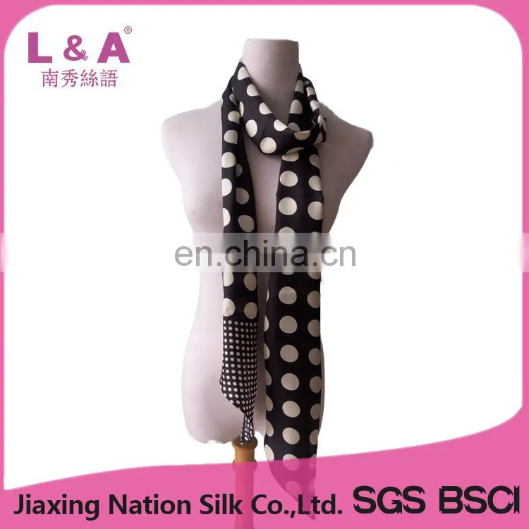 2017 Newest women customer printing long twill silk cooling scarf