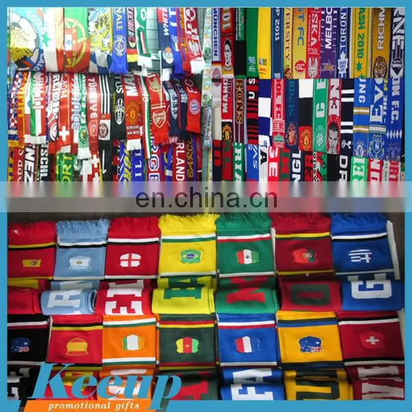 2016 Hot Sale China Wholesales Custom Logo Knitted Fan Scarfs For Promotional Gift