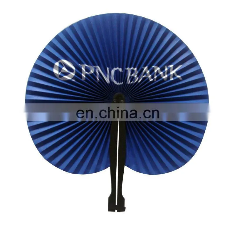 custom blank white wrinkled handheld plastic folding fan