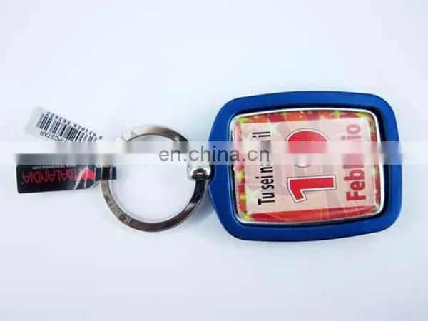 Round shape custom logo card inserted Acrylic keychain