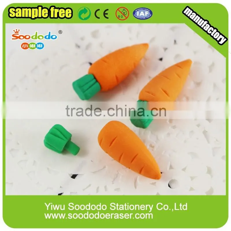 Wholesale Cheap Novelty 3D Shaped Rubber Carrot Eraser
