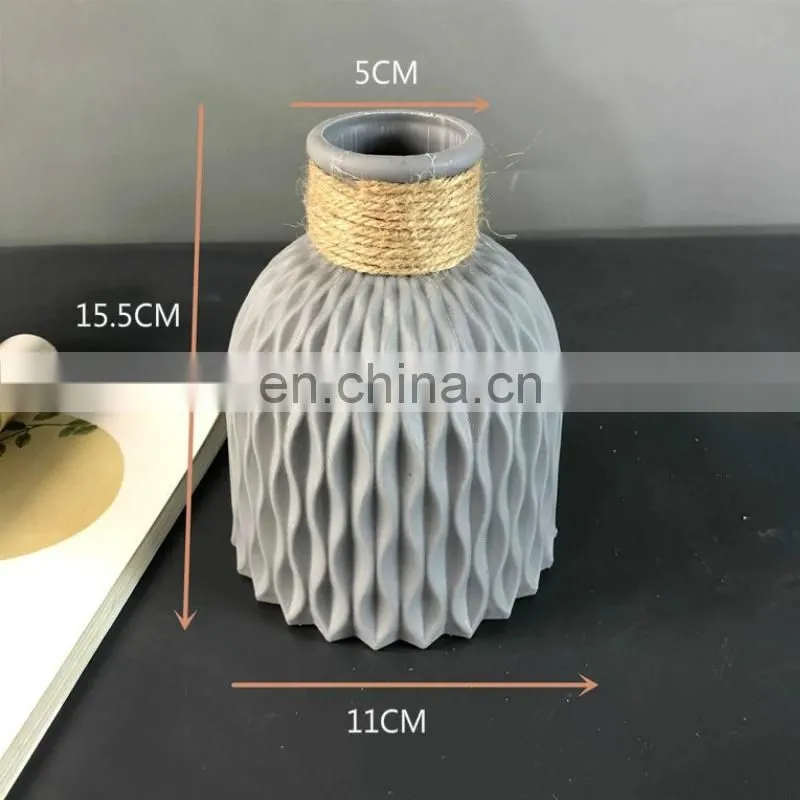 Modern Flower Vase Imitation Ceramic Flower Pot Decoration Home Plastic Vase Flower Arrangement Nordic Style Home Decoration