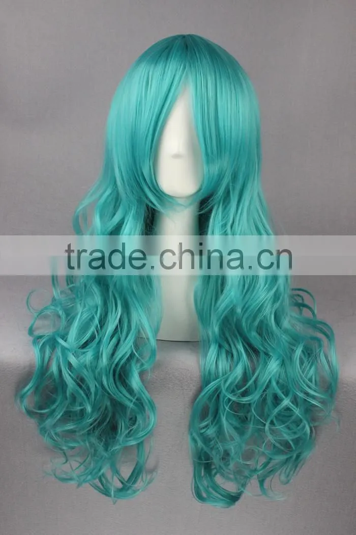 High Quality 65cm Medium Long Wave Sailor Moon wig Kaiou Michiru Light Green wig cosplay Synthetic Anime Wig Cosplay Hair Wigs