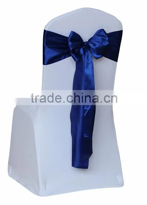 cheap spandex chair cover with lightblue self-tie chair sash