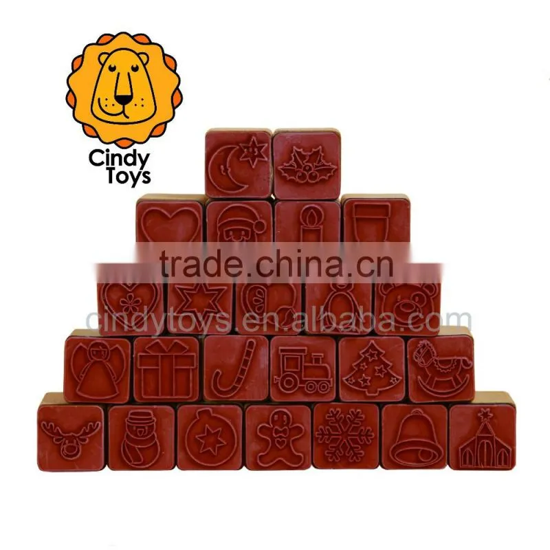 Wooden Rubber Stamps Advent Calendar 24 pcs for Christmas