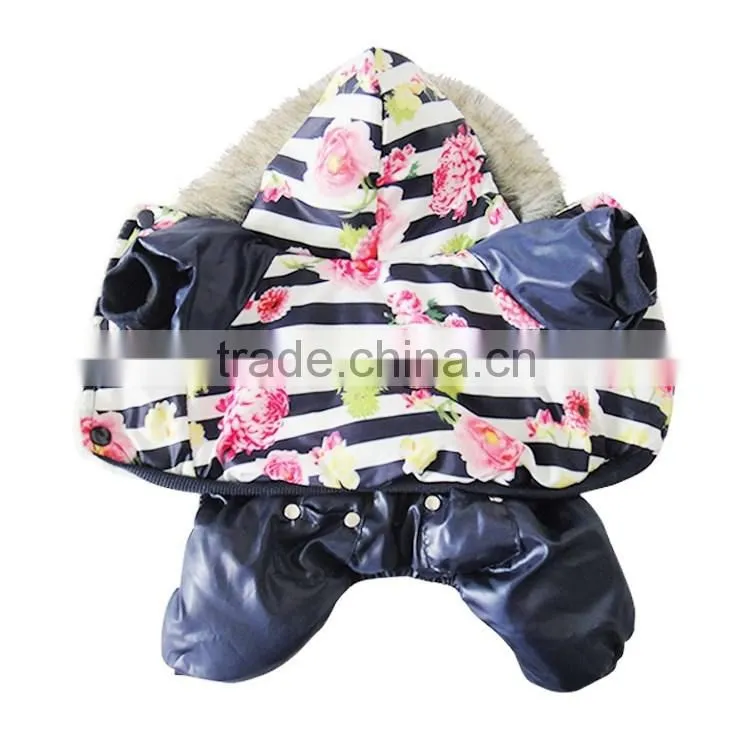 Luxury fur flower cotton Royal Blue dog clothes
