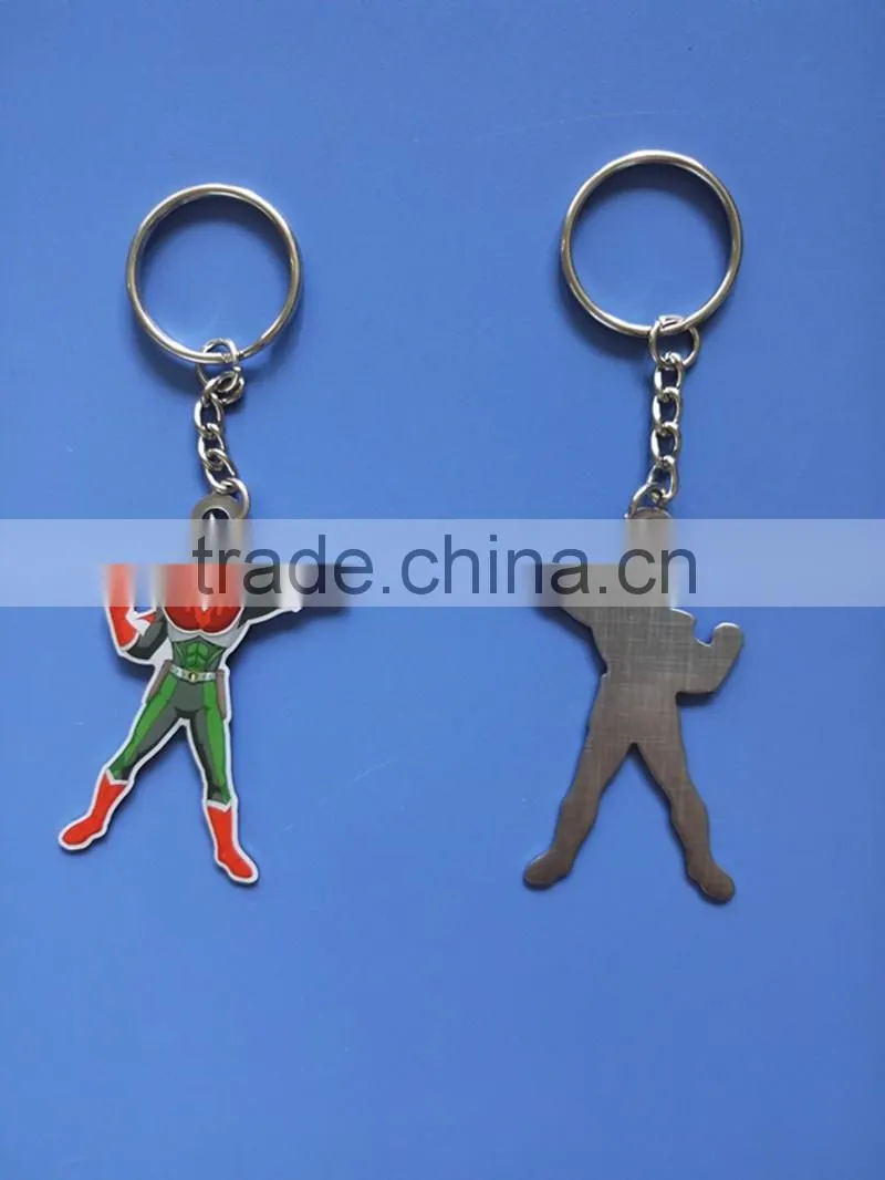 UAE Logo Stainless Iron Superman Shape Printing Keychain with Epoxy