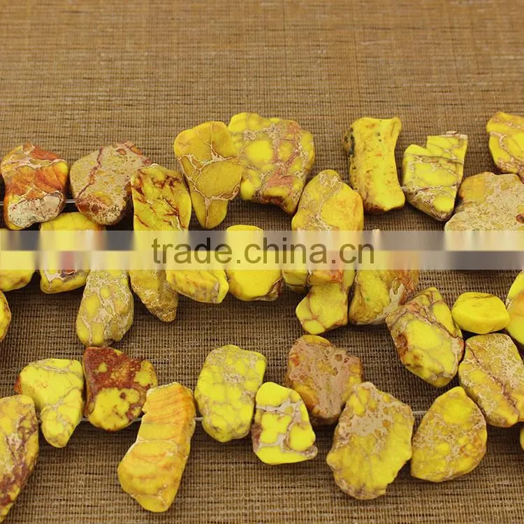 SM3112 Wholesale top drilled aqua blue imperial jasper teardrop slab slice beads