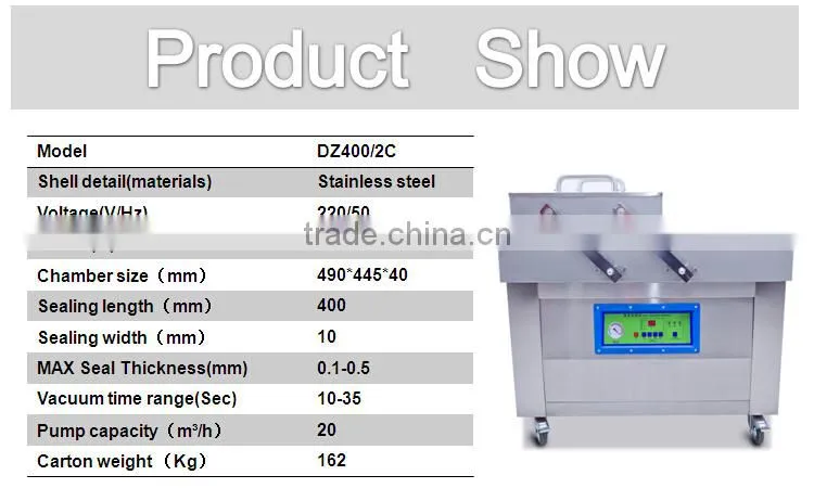 Food vacuum sealer machine DZ400/2C double vacuum chamber