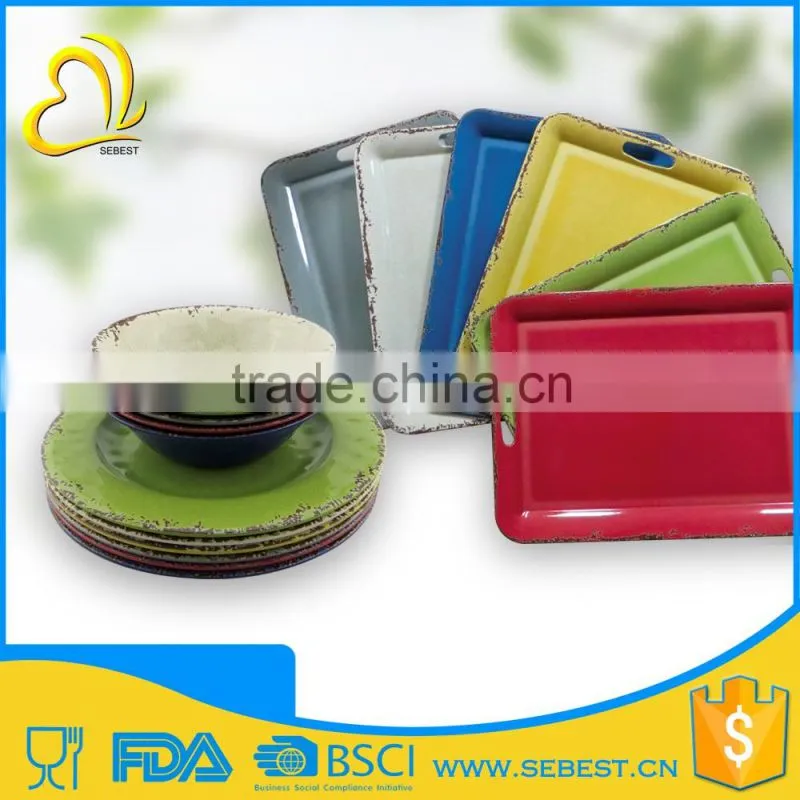 wholesale round shape solid color melamine bamboo kitchenware