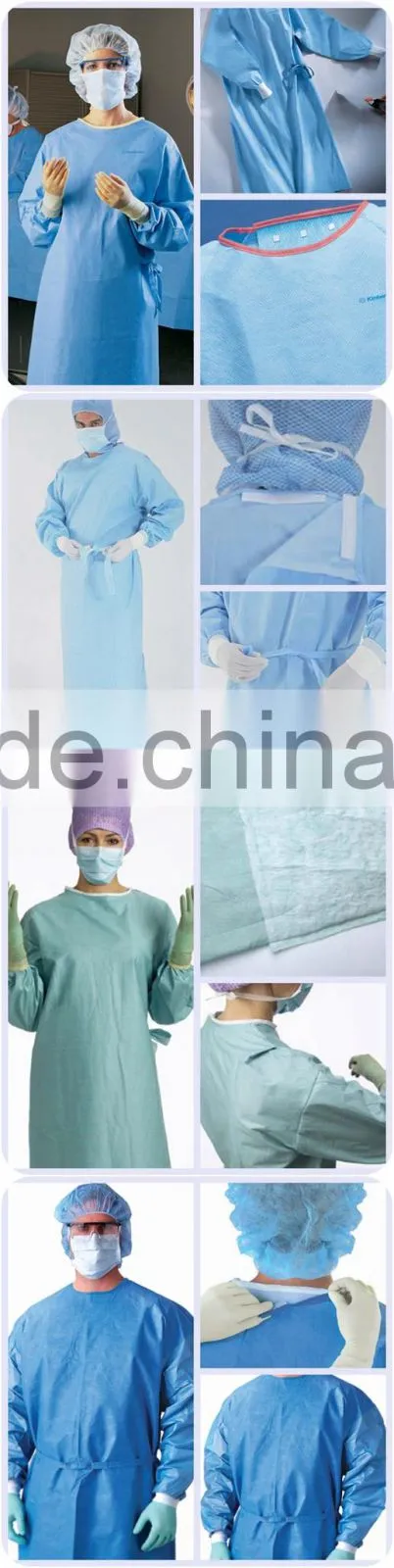 Oil Repellent sterile disposable gown patient disposable surgical gown with Waist ties (one strip)