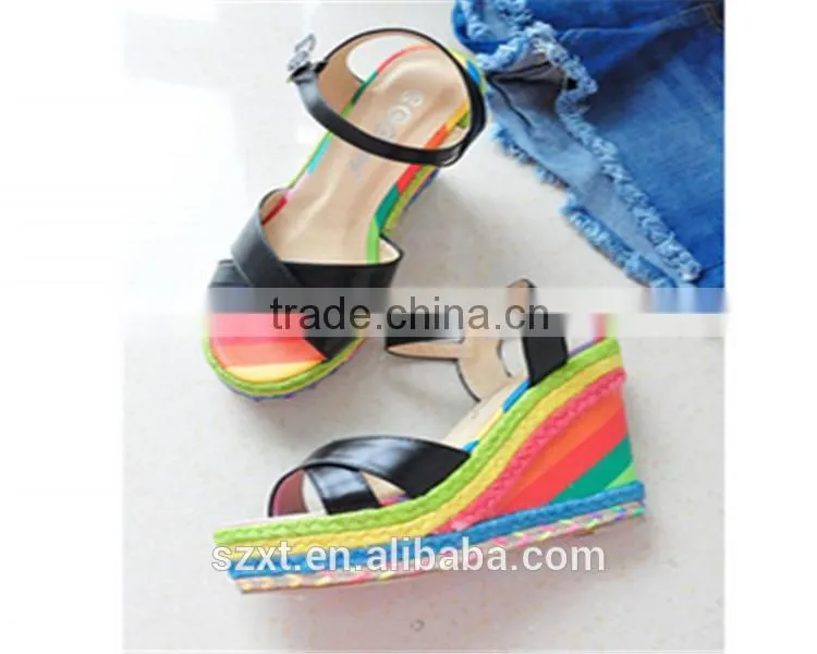 hidden wedge heel casual shoes shoes factory china European women wedge sandals