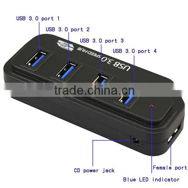 Super Speed 5Gbps USB 3.0 HUB 4 Port Led Indicator with 1M Cable