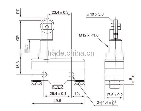 CNTD 2016 Wenzhou Bulk Buying 15A 250VAC Small Parallel Roller Plunger Type OMRON Micro Switch CM-1308X