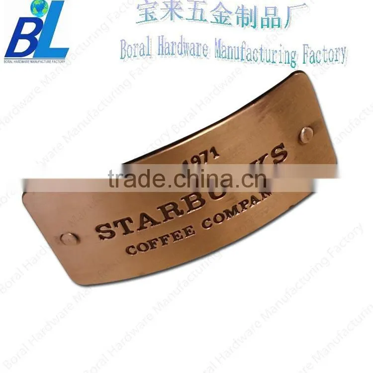 Rose-gold arc-shaped workstation name plates in high quality