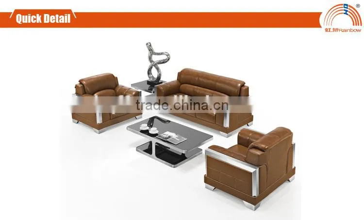 S-28 2015 best selling leather stainless steel frame office sofa