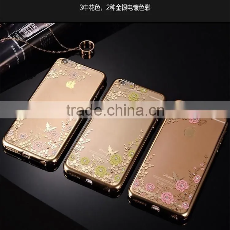 Luxury Diamond Flower Ultra-thin Clear Hard Back Case Cover For iPhone 6 6s Plus