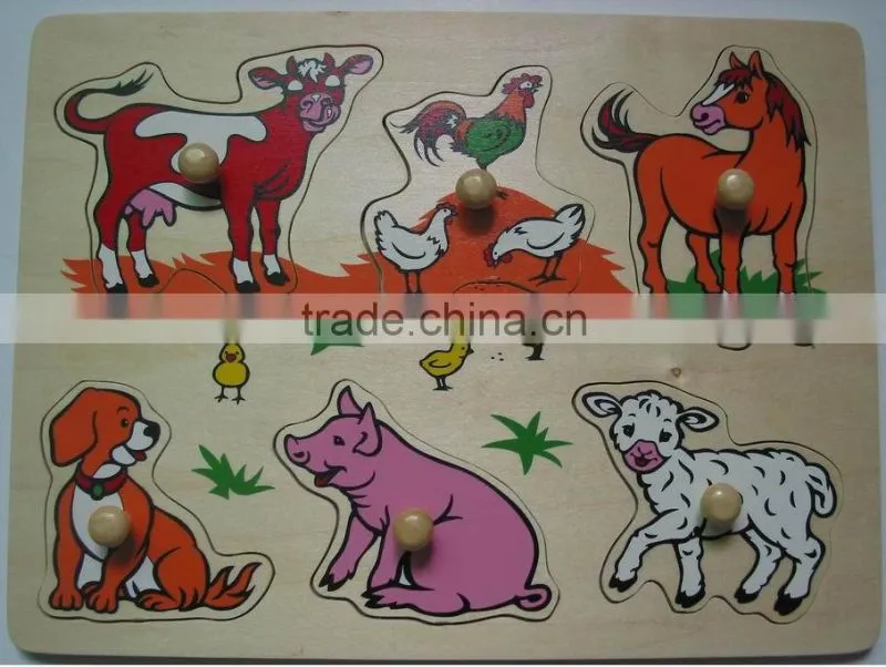 Hot sale educational wooden toys Grassland animal puzzle