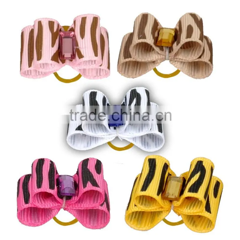 New Handmade Zebra Stripe dog Hair Charms Accessories Hair Bows