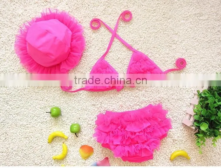 Cute Summer Girl Swimswear For Kids,Fashion Children Bikini Set With Hats