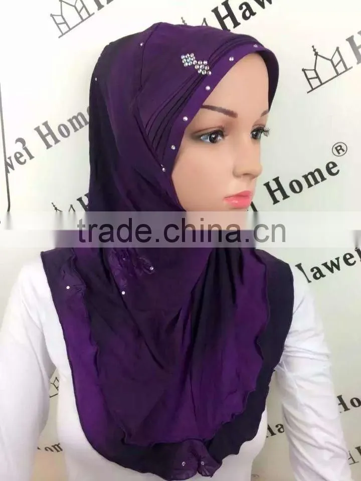 H276 new style two tone hijab with crystals
