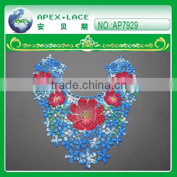 new design printed neck embroidery lace AP7928