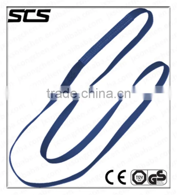 Endless flat webbing sling with single tie layer