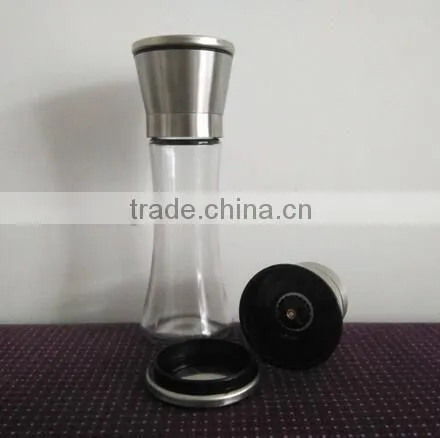 stainless steel glass spice bottle grinder pepper and salt mill