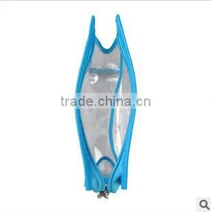Blue PVC clear cosmetic bag,plastic makeup bag