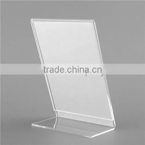 handmade excellent L shaped clear acrylic a4 paper holder/acrylic menu stand/acrylic label holders