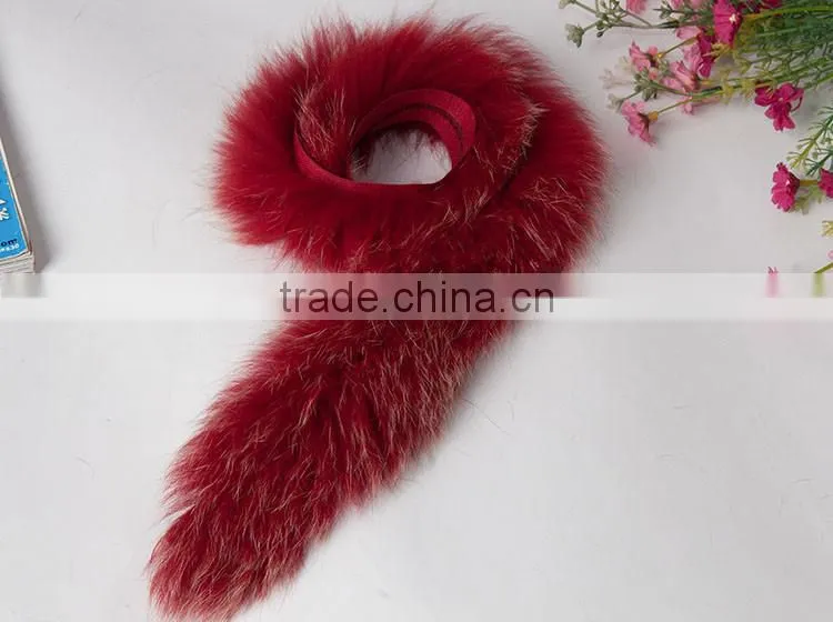 Natural Colored Fox Fur Strips / Blue Fox Trimming For Hoods And Collars