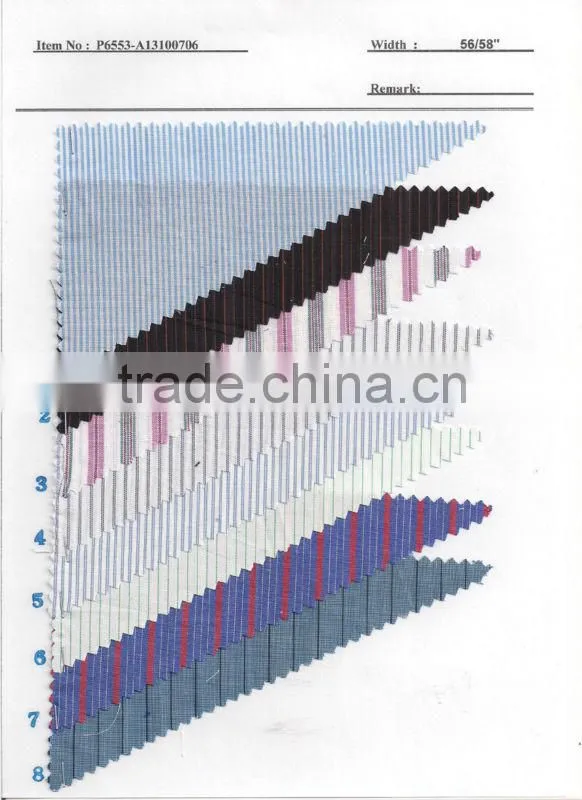 100% Cotton Yarn Dyed Shirting Fabric Textile Stock:P6553-A13100706