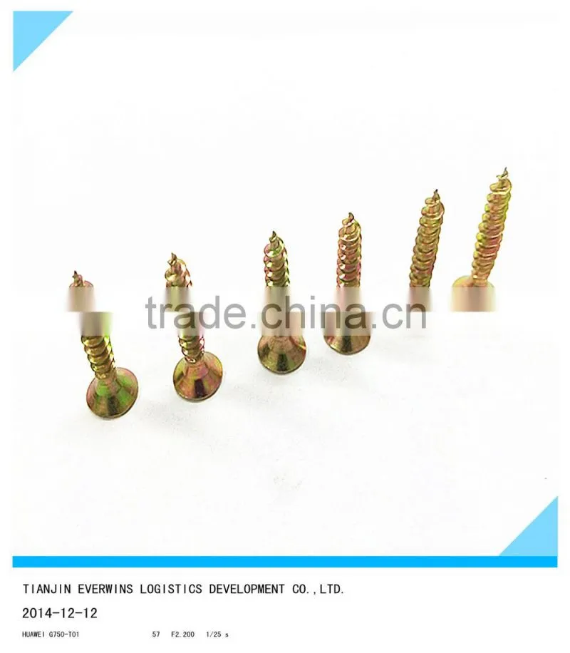 Brass plated screws Pozidriv head Fine thread Drywall screws