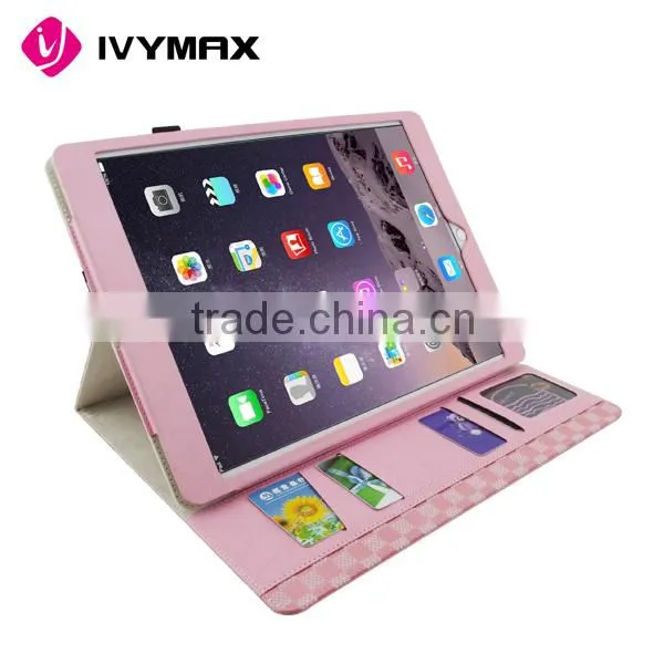 High quality credit card and flip stand leather tablet case for IPAD PRO