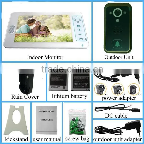 Digital Wireless 7 Inch Color Video Doorphone with Two Monitors