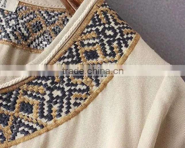Latest Design Long Sleeve Cotton Tassel Embroidered Tunic Mini Dresses