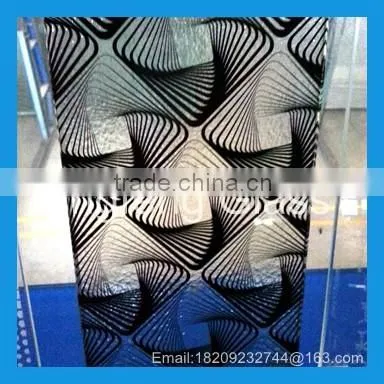 Double laminated PVB glass, with silk cloth laminated for decoration wall, furtiniture